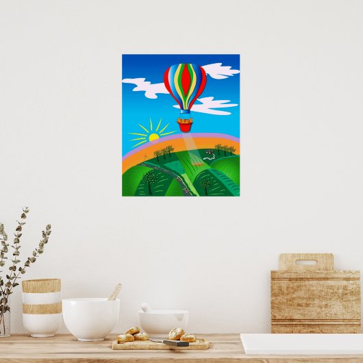 Hot Air Ballooning Folk Art Poster (Keuken)