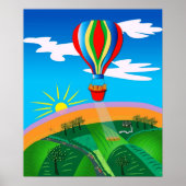 Hot Air Ballooning Folk Art Poster (Voorkant)