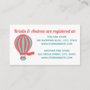 Hot Air Balloons Baby shower Registry Informatiekaartje