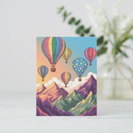Hot air balloons over mountains Puzzle Briefkaart (Staand voorkant)