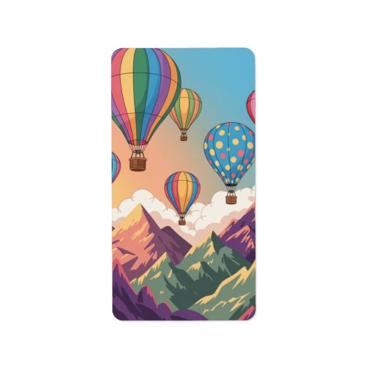 Hot air balloons over mountains Puzzle Etiket (Voorkant)