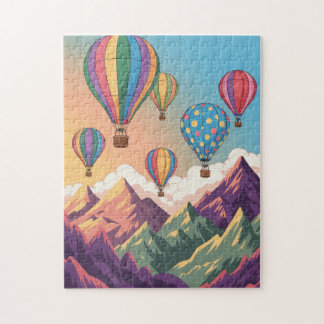 Hot air balloons over mountains Puzzle Legpuzzel