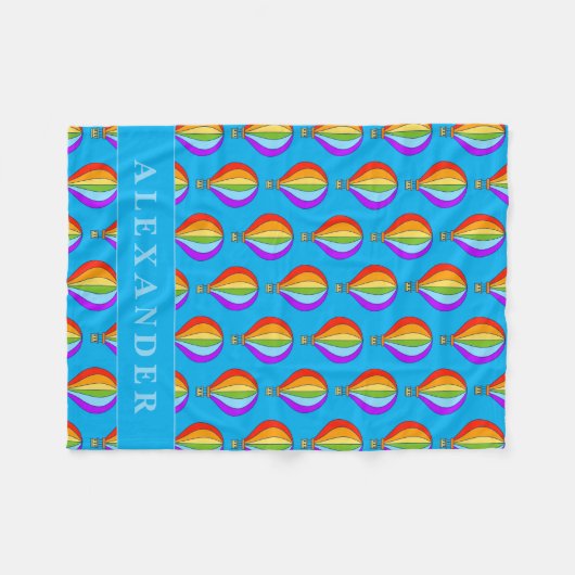 Hot air balloons pattern fleece blanket for kids (Voorkant (Horizontaal))