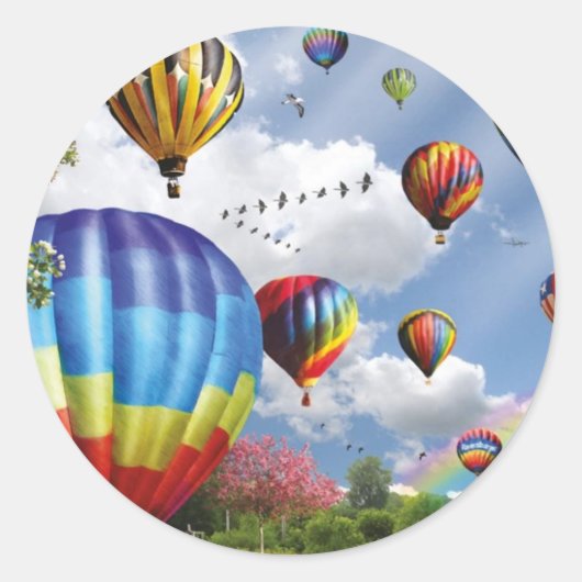 Hot Air Balloons Ronde Sticker (Voorkant)