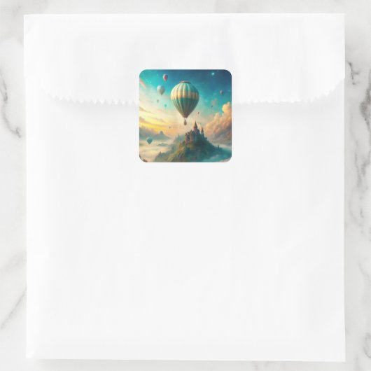 Hot Air Balloons Vierkante Sticker (Tas)