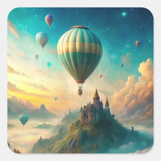 Hot Air Balloons Vierkante Sticker (Voorkant)