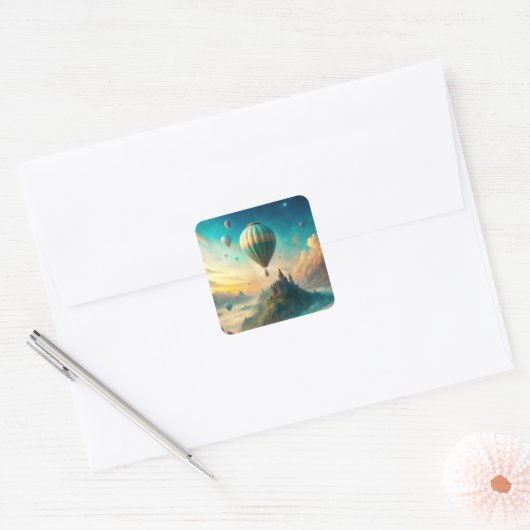 Hot Air Balloons Vierkante Sticker (Envelop)