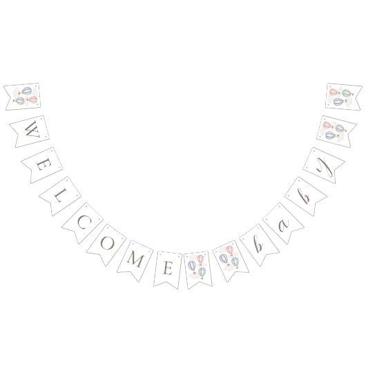 Hot Air Balloons Welcome Baby Bunting Flags Vlaggetjes (Alle)