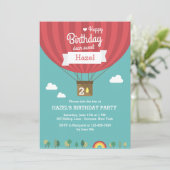Hot Air Birthday-ballonuitnodiging Kaart (Staand voorkant)