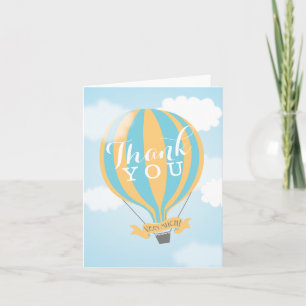 Hot Air Blue Yellow ballon Dank je wel Kaart