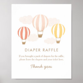 Hot Air-luchtballons Girl Baby shower Diaper Raffl Poster