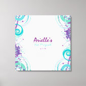 Hot Aqua Swirls Sterren Bat Mitzvah Inloggen Board Canvas Afdruk (Voorkant)