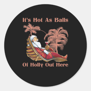 Hot-As Balls Santa Claus Summer Kerstmis juli Ronde Sticker