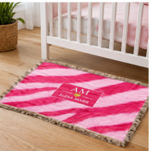 Hot Baby Pink Faux Fur Zebra Stripe  Soft Glam 