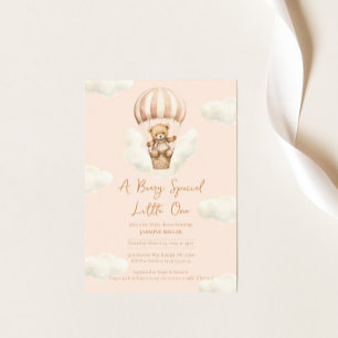 Hot Ballon Teddy Bear Meisje Baby shower Invitatio Kaart
