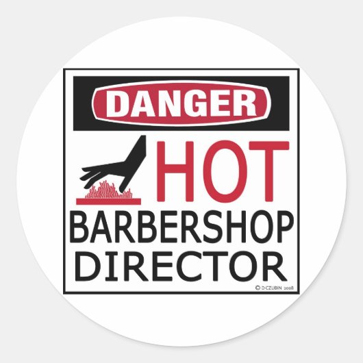 Hot Barbershop directeur Ronde Sticker (Voorkant)