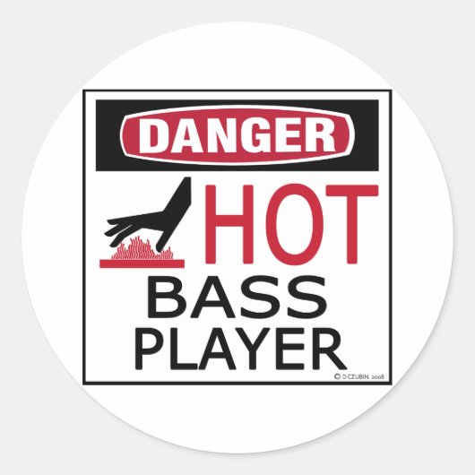 Hot Bass Player Ronde Sticker (Voorkant)