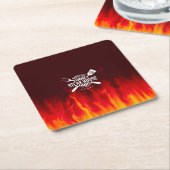 Hot BBQ Flames Onderzetters - Custom Steak House (Schuin)