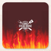 Hot BBQ Flames Onderzetters - Custom Steak House (Voorkant)