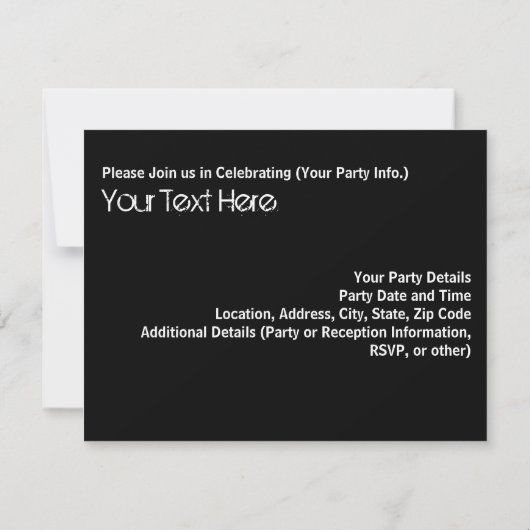 Hot Black en White Swirl Photo Party Invitation Kaart (Achterkant)