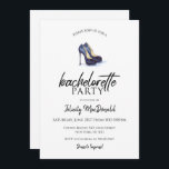 Hot Black Heels, Bachelorette Party-uitnodigingen Kaart<br><div class="desc">Hot Black Heels, Bachelorette Party-uitnodigingen. Pak je hete hoge hakken en een kleine zwarte jurk, het is een damesnacht. Ter ere van de bachelorette is deze uitnodiging ontworpen met een waterverf stijl, zwarte schoenen met hoge hakken met een klein zwart handtasaccent op de achterkant Pas het ontwerp aan met uw...</div>