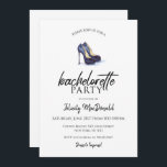Hot Black Heels, Bachelorette Party-uitnodigingen Kaart<br><div class="desc">Hot Black Heels, Bachelorette Party-uitnodigingen. Pak je hete hoge hakken en een kleine zwarte jurk, het is een damesnacht. Ter ere van de bachelorette is deze uitnodiging ontworpen met een waterverf stijl, zwarte schoenen met hoge hakken met een klein zwart handtasaccent op de achterkant Pas het ontwerp aan met uw...</div>