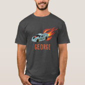 Hot Blue Racing Auto met Nummer T-shirt (Voorkant)