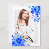 Hot blue wavy lijst boho floral Sweet 16 Kaart (Achterkant)