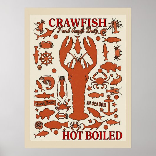 Hot-boiled Crawfish Sign. Poster (Voorkant)