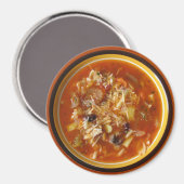 Hot Bowl van Minestrone soep koelkast magneet (Voorkant / Achterkant)