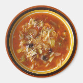 Hot Bowl van Minestrone soep koelkast magneet (Voorkant)
