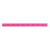 Hot-Bright roze met White Script Name Fun Grosgrain Lint (Voorkant)