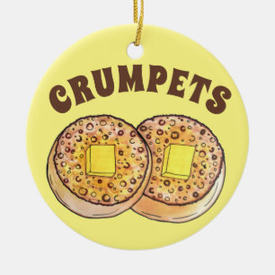 Hot Buttered Crumpets UK Cuisine British Food Keramisch Ornament