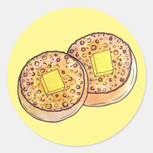 Hot Buttered Crumpets UK Cuisine British Food Ronde Sticker (Voorkant)