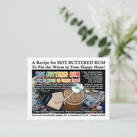 HOT BUTTERED RUM RECIPE BRIEFKAART (Staand voorkant)