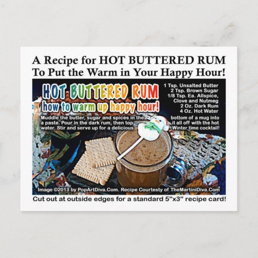 HOT BUTTERED RUM RECIPE BRIEFKAART (Voorkant)