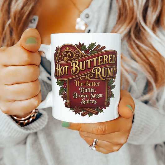 Hot Buttered Rum Vintage Recipe Label Koffiemok