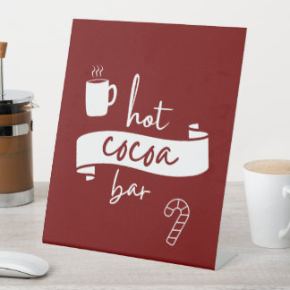 Hot cacao bar tafel top teken reclamebord met voetstuk
