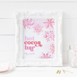 Hot cacao bar teken | Roze Heet Cacao Teken Poster