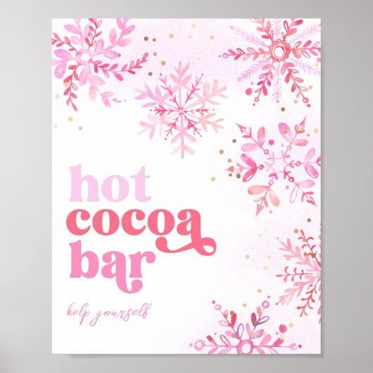 Hot cacao bar teken | Roze Heet Cacao Teken Poster (Voorkant)