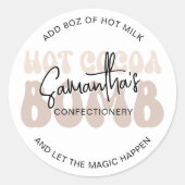 Hot Cacao Bomb Instructies Trendy Beige Retro Ronde Sticker (Voorkant)