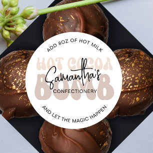 Hot Cacao Bomb Instructies Trendy Beige Retro Ronde Sticker