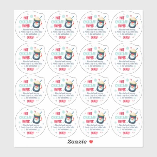 Hot Cacao Bomb Schattigee Chocolade Cup Instructie Sticker (Vel)