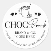 Hot cacao chocolade bom instructies minimaal Logo Ronde Sticker (Voorkant)