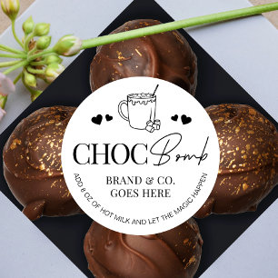 Hot cacao chocolade bom instructies minimaal Logo Ronde Sticker