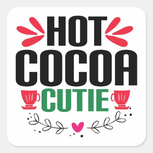 Hot cacao cutie - charmante kerst vierkante sticker (Voorkant)