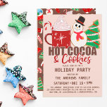 Hot-cacao en koekjes Quote Cute Holiday Kaart<br><div class="desc">Deze feestelijke en feestelijke uitnodiging is perfect voor de leuke en speelse uitnodiging. Het toont een handgetekende kerstsnowman en boomkoekjes met een kop hete cacao naast de typografische quote, "Hot cacao and cookies", boven op een lichtbruine achtergrond. Op de achterkant is een verzameling koekjes, waaronder een sneeuwtje, een sneeuwpop, een...</div>
