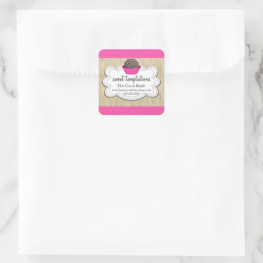 Hot-cacaochocolade-bomb Vierkante Sticker (Tas)