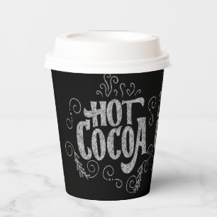 Hot-cacaohand met brieftering Chalkboard tweetone  Papieren Bekers