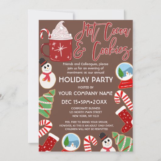 Hot-cacaokoekjes Illustratie Kerstmis Corporate Kaart (Voorkant)